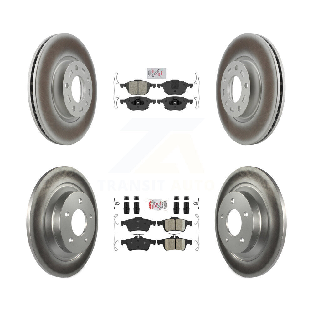 Front Semi-Metallic Rear Ceramic Pads And Coated Disc Brake Rotors Kit For Mazda 5 KGA-102420