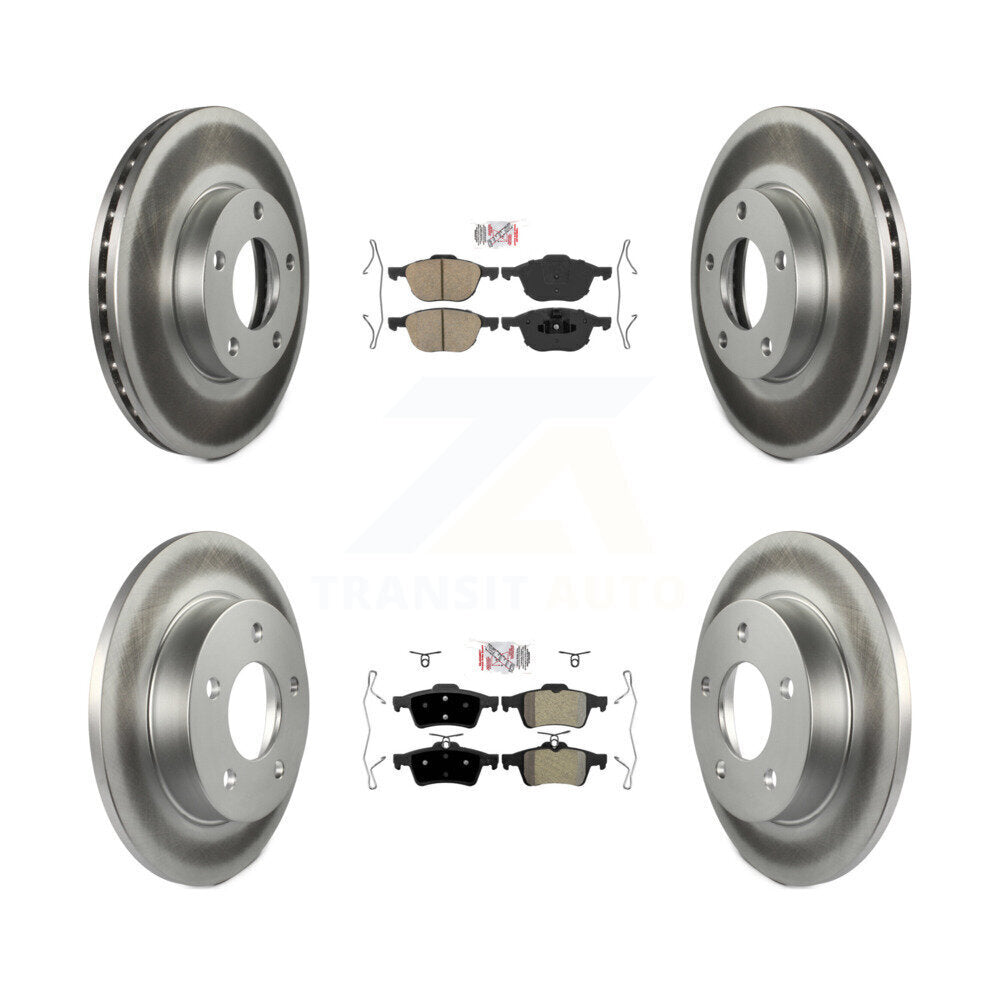 Front Ceramic Rear Semi-Metallic Pads And Coated Disc Brake Rotors Kit For Mazda 3 Sport KGA-102444