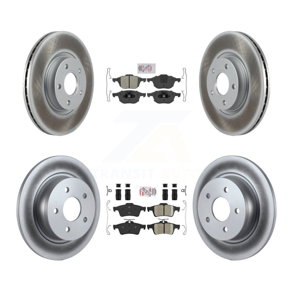 Front Semi-Metallic Rear Ceramic Pad & Coated Disc Brake Rotors Kit For Ford Escape C-Max KGA-102454