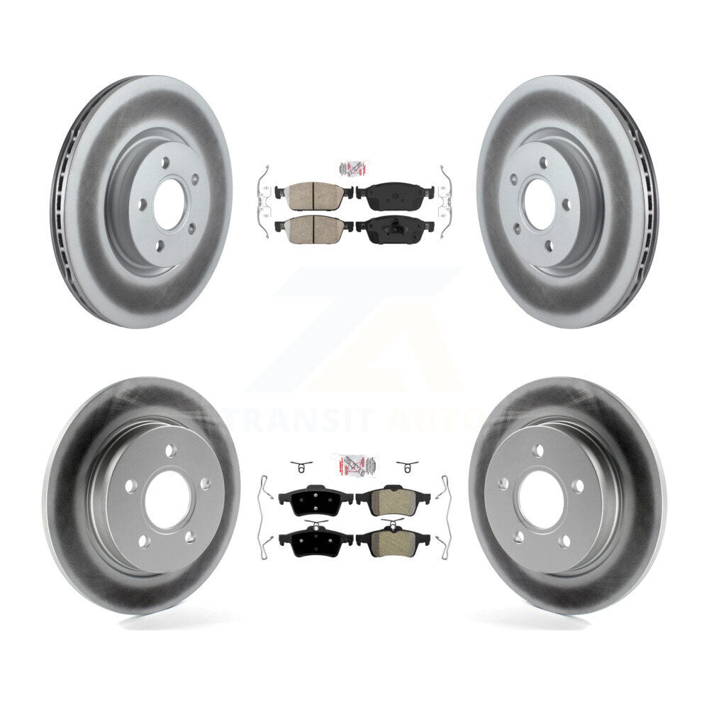 Front Ceramic Rear Semi-Metallic Pad & Coated Brake Rotor Kit For 2013-2018 Ford Focus ST KGA-102468