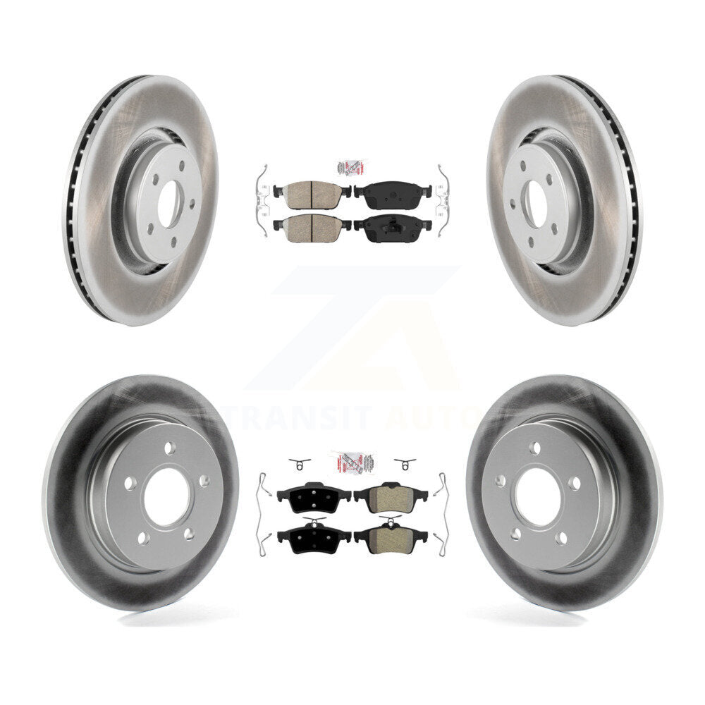 Front Ceramic Rear Semi-Metallic Pad & Coated Brake Rotor Kit For 2013-2018 Ford Focus ST KGA-102489