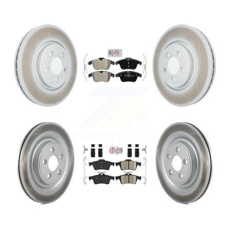 Front Semi-Metallic Rear Ceramic Pad Coated Brake Rotors Kit For Jaguar XF XK Vanden Plas KGA-102511