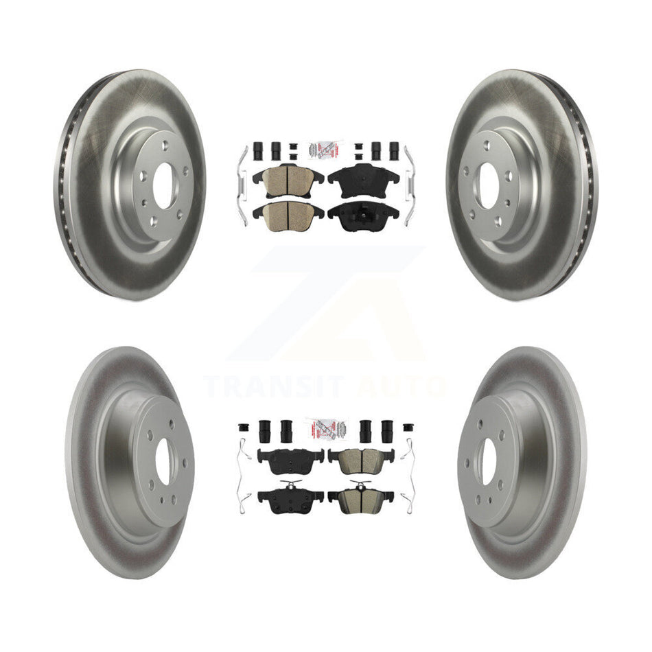 Front Ceramic Rear Semi-Metallic Pad & Coated Brake Rotor Kit For Ford Fusion Lincoln MKZ KGA-102520