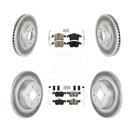 Front Ceramic Rear Semi-Metallic Pad & Coated Brake Rotor Kit For Ford Fusion Lincoln MKZ KGA-102523