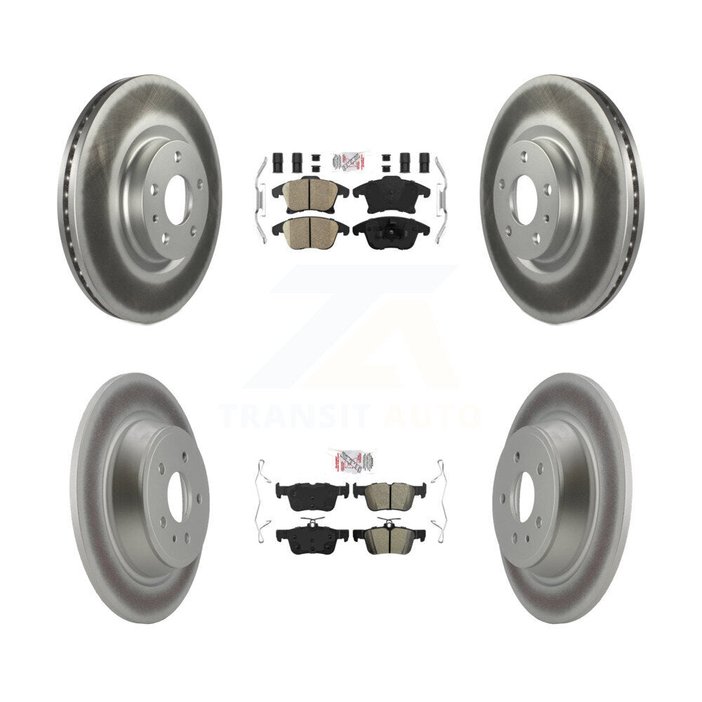 Front Ceramic Rear Semi-Metallic Pad & Coated Brake Rotor Kit For Ford Fusion Lincoln MKZ KGA-102524