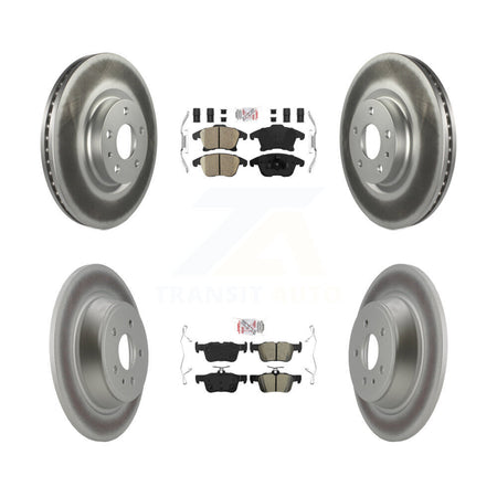 Front Ceramic Rear Semi-Metallic Pad & Coated Brake Rotor Kit For Ford Fusion Lincoln MKZ KGA-102524