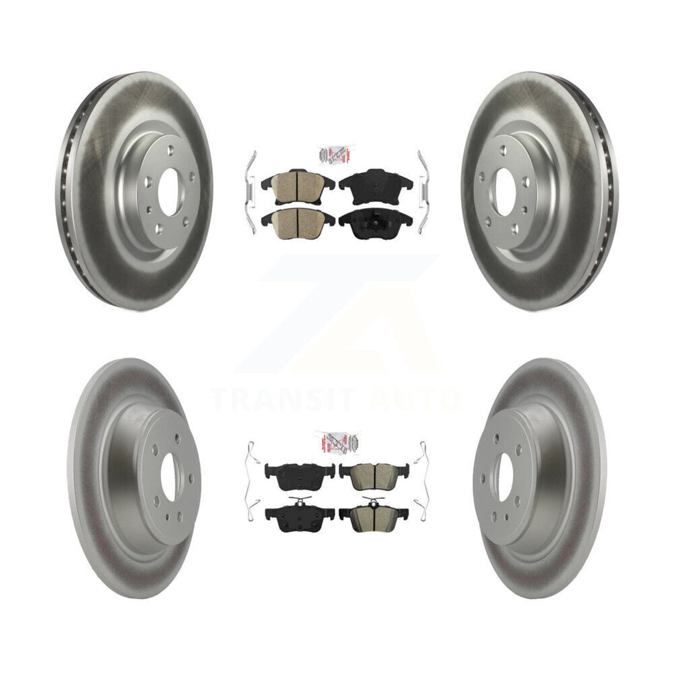 Front Ceramic Rear Semi-Metallic Pad & Coated Brake Rotor Kit For Ford Fusion Lincoln MKZ KGA-102525