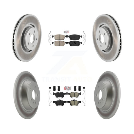 Front Ceramic Rear Semi-Metallic Pads And Coated Disc Brake Rotors Kit For Lincoln MKC KGA-102528