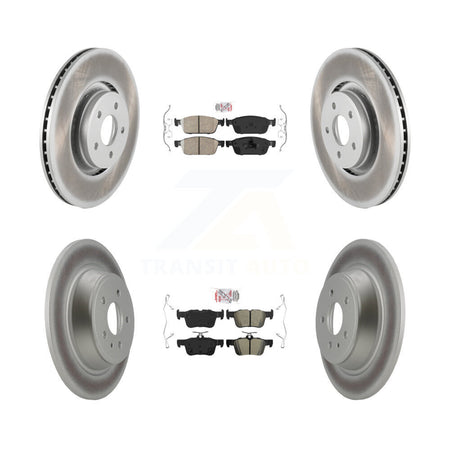 Front Ceramic Rear Semi-Metallic Pads And Coated Disc Brake Rotors Kit For Lincoln MKC KGA-102529