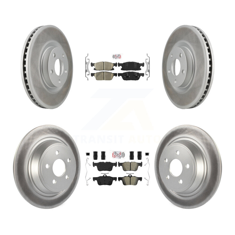 Front Ceramic Rear Semi-Metallic Pads And Coated Disc Brake Rotors Kit For Ford Edge KGA-102533