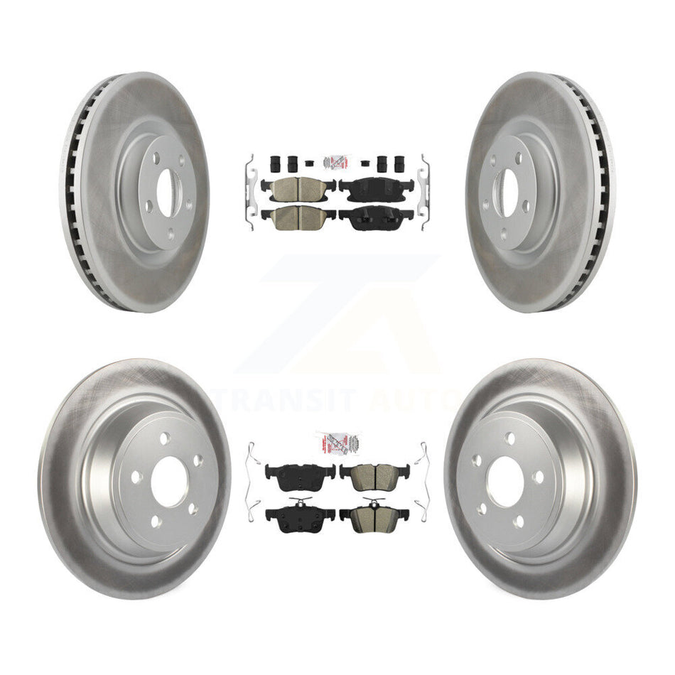 Front Ceramic Rear Semi-Metallic Pads And Coated Disc Brake Rotors Kit For Ford Edge KGA-102536