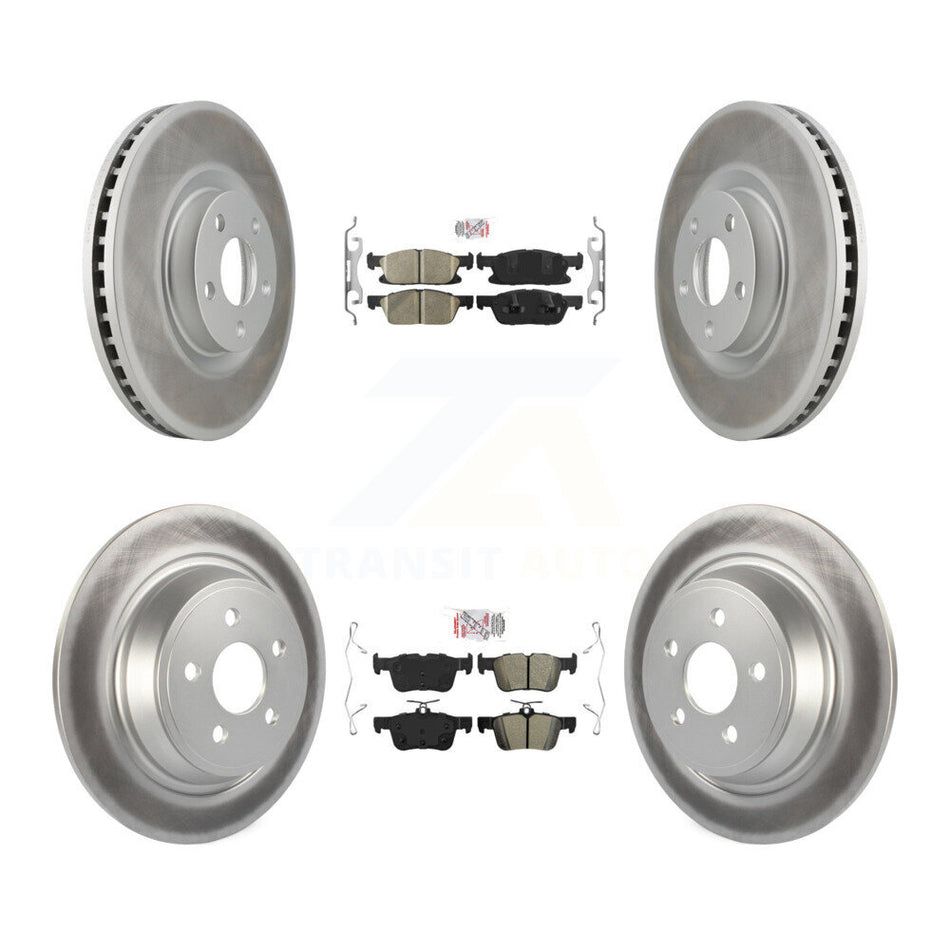 Front Ceramic Rear Semi-Metallic Pads And Coated Disc Brake Rotors Kit For Ford Edge KGA-102537