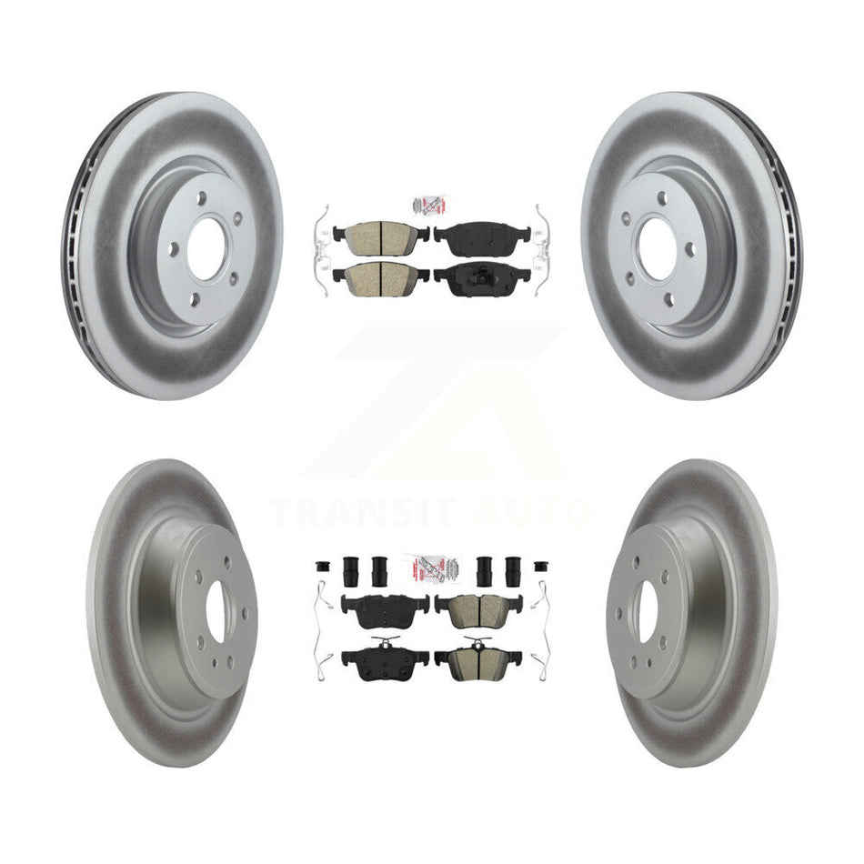 Front Ceramic Rear Semi-Metallic Pad & Coated Brake Rotor Kit For Ford Escape Lincoln MKC KGA-102546