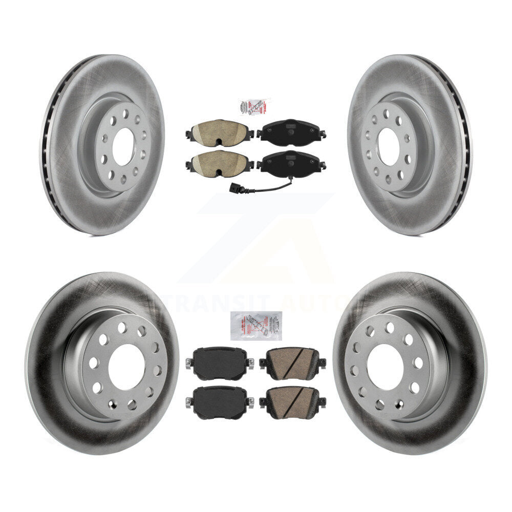 Front Rear Ceramic Pad Coated Brake Rotor Kit For Volkswagen Golf SportWagen GTI Alltrack KGA-102583