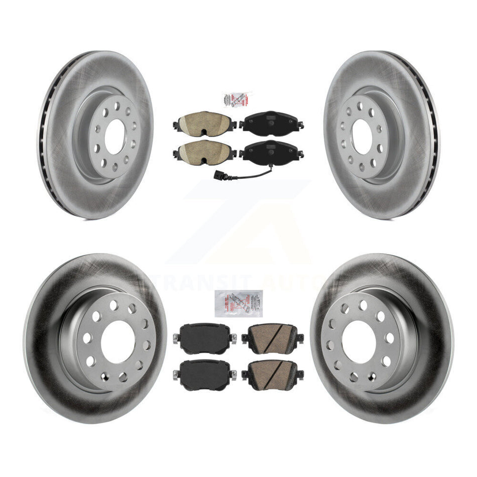 Front Rear Ceramic Pad Coated Brake Rotor Kit For Volkswagen Golf SportWagen GTI Alltrack KGA-102583