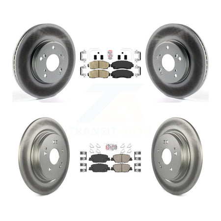 Front Rear Ceramic Pads And Coated Disc Brake Rotors Kit For Honda CR-V KGA-102614