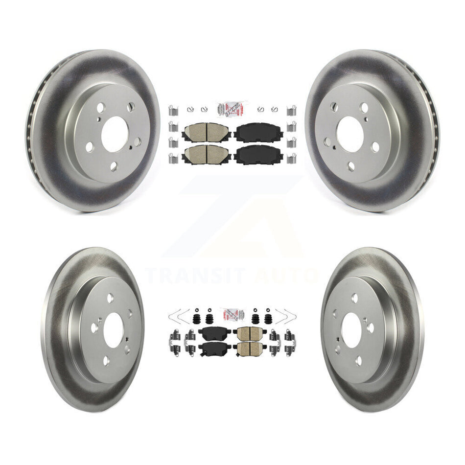 Front Rear Ceramic Pad & Coated Disc Brake Rotor Kit For Toyota Corolla Prius Prime AWD-e KGA-102629