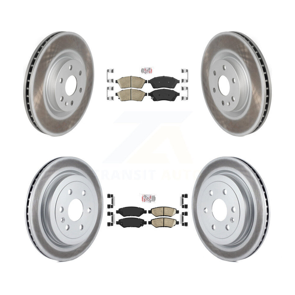 Front Rear Ceramic Pads And Coated Disc Brake Rotors Kit For Cadillac SRX Saab 9-4X KGA-102643