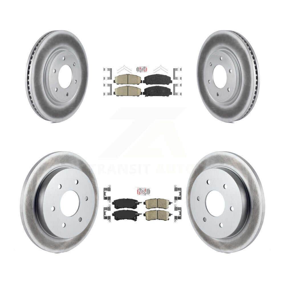 Front Rear Ceramic Pad Coat Brake Rotors Kit For 2017-2019 Nissan Armada With Solid Rotor KGA-102651