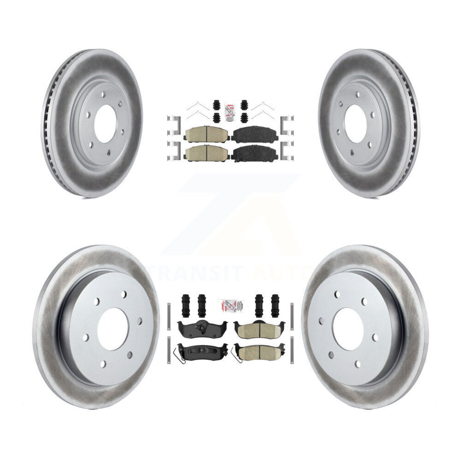Front Rear Ceramic Pad Coated Disc Brake Rotors Kit For Nissan TITAN Armada INFINITI QX56 KGA-102654