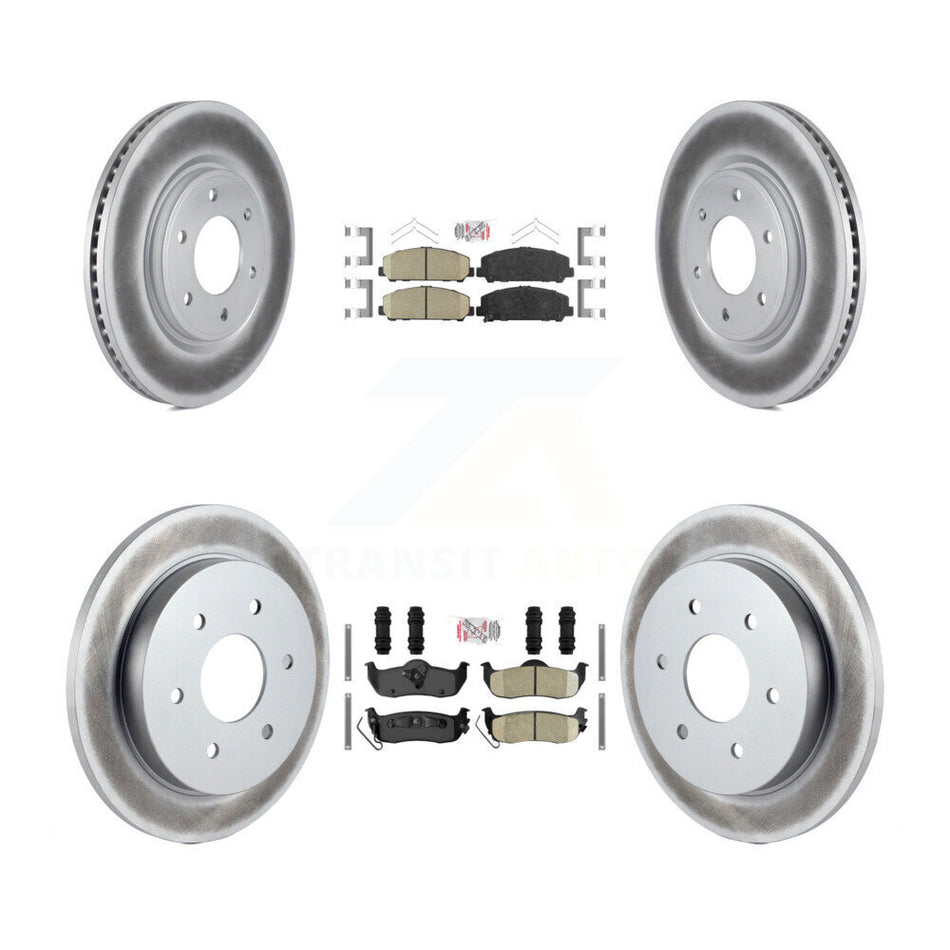 Front Rear Ceramic Pad Coated Disc Brake Rotors Kit For Nissan TITAN Armada INFINITI QX56 KGA-102655