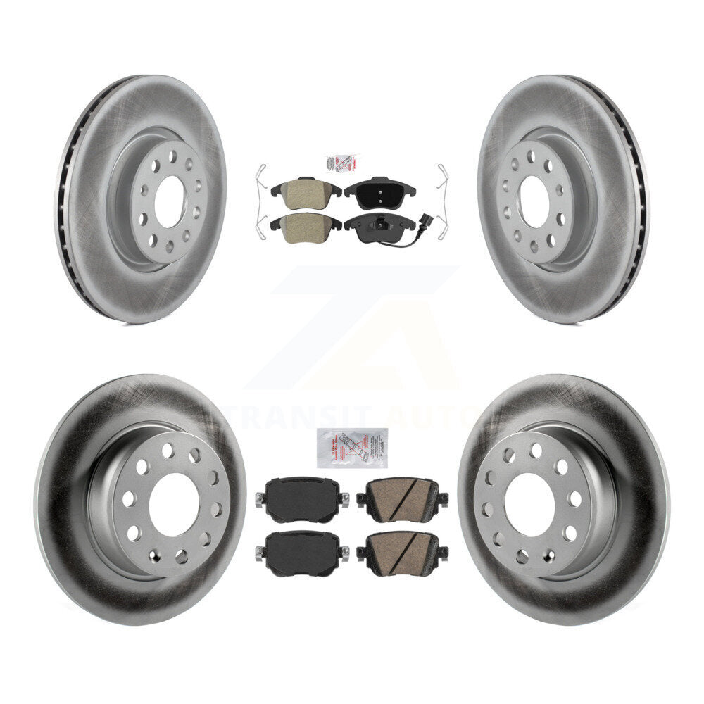 Front Semi-Metallic Rear Ceramic Pad & Coated Disc Brake Rotors Kit For Volkswagen Passat KGA-102668