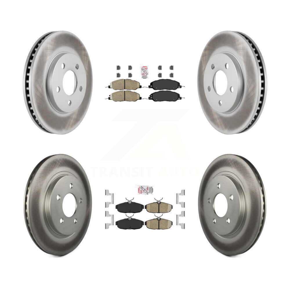 Front Rear Ceramic Pads And Coated Disc Brake Rotors Kit For 2005-2010 Ford Mustang Base KGA-102679
