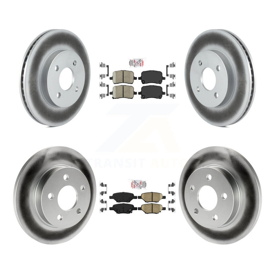 Front Rear Ceramic Pad & Coated Brake Rotor Kit For 2007-2008 Pontiac G5 Disc rear brakes KGA-102686