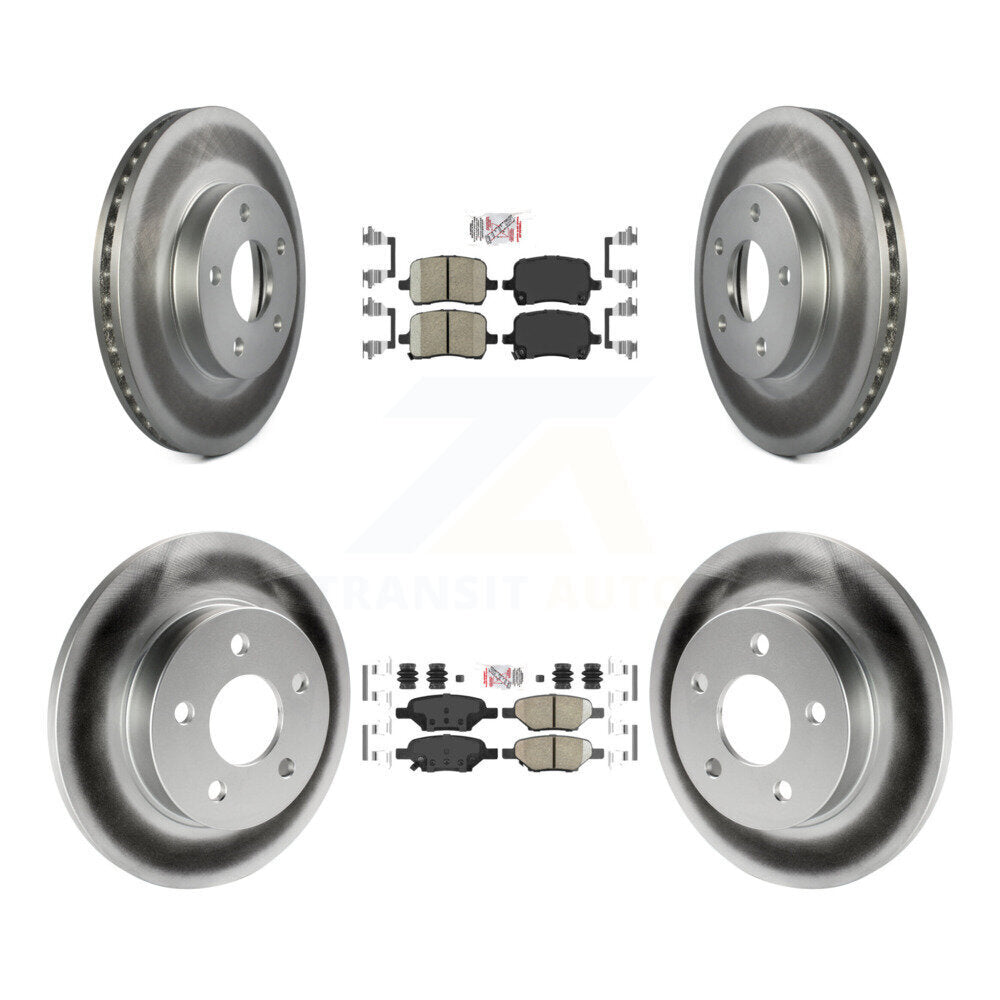 Front Rear Ceramic Pad & Coated Brake Rotor Kit For 2007-2008 Pontiac G5 Disc rear brakes KGA-102687