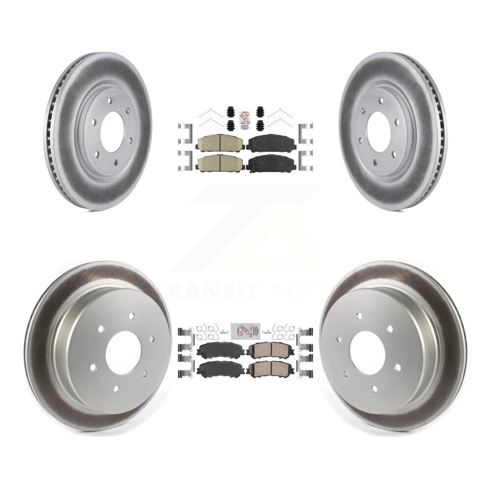 Front Rear Ceramic Pads And Coated Disc Brake Rotors Kit For 2017-2023 Nissan TITAN KGA-102701