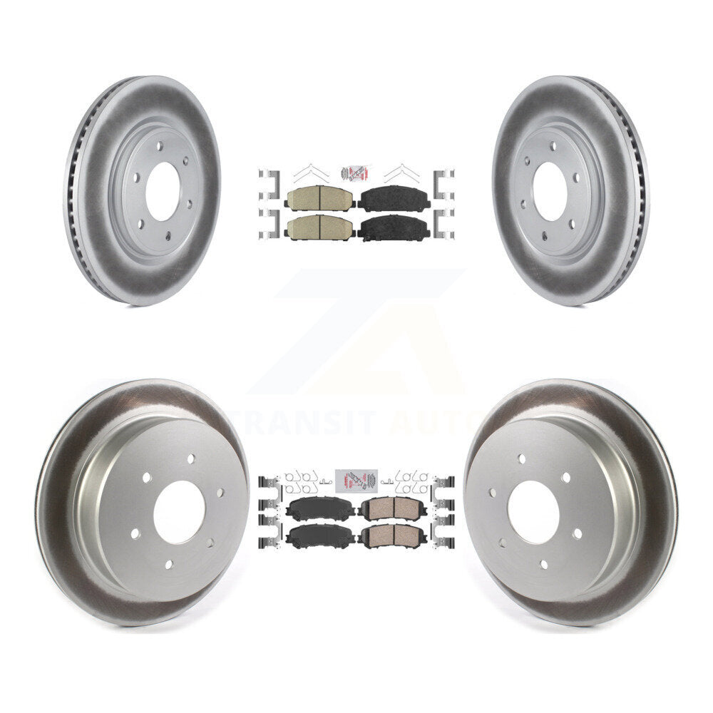 Front Rear Ceramic Pads And Coated Disc Brake Rotors Kit For 2017-2023 Nissan TITAN KGA-102702