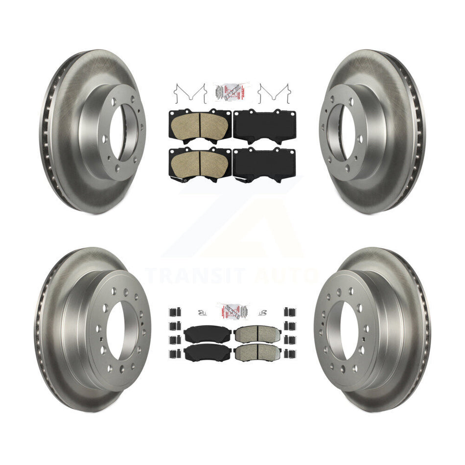 Front Ceramic Rear Semi-Metallic Pad Coat Brake Rotor Kit For 2010-2014 Toyota FJ Cruiser KGA-102707