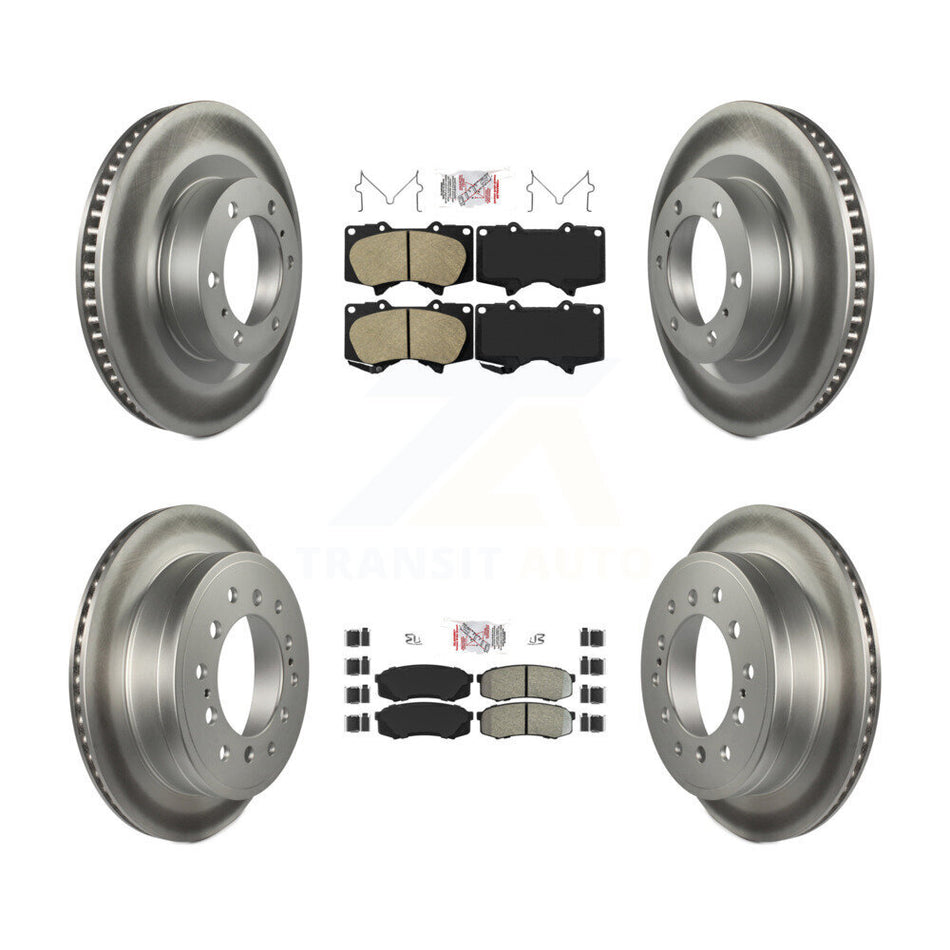Front Ceramic Rear Semi-Metallic Pad Coat Brake Rotors Kit For Toyota 4Runner Lexus GX460 KGA-102711