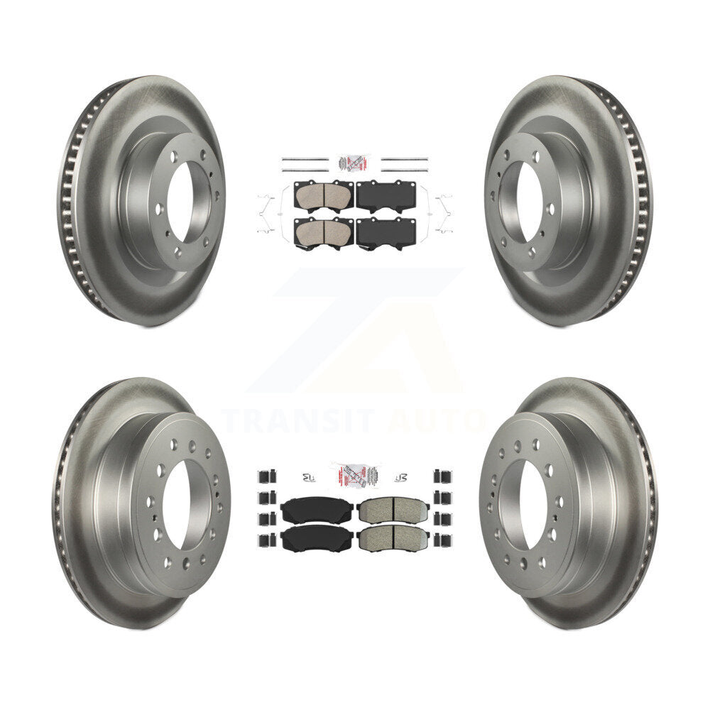 Front Ceramic Rear Semi-Metallic Pad Coat Brake Rotors Kit For Toyota 4Runner Lexus GX460 KGA-102712