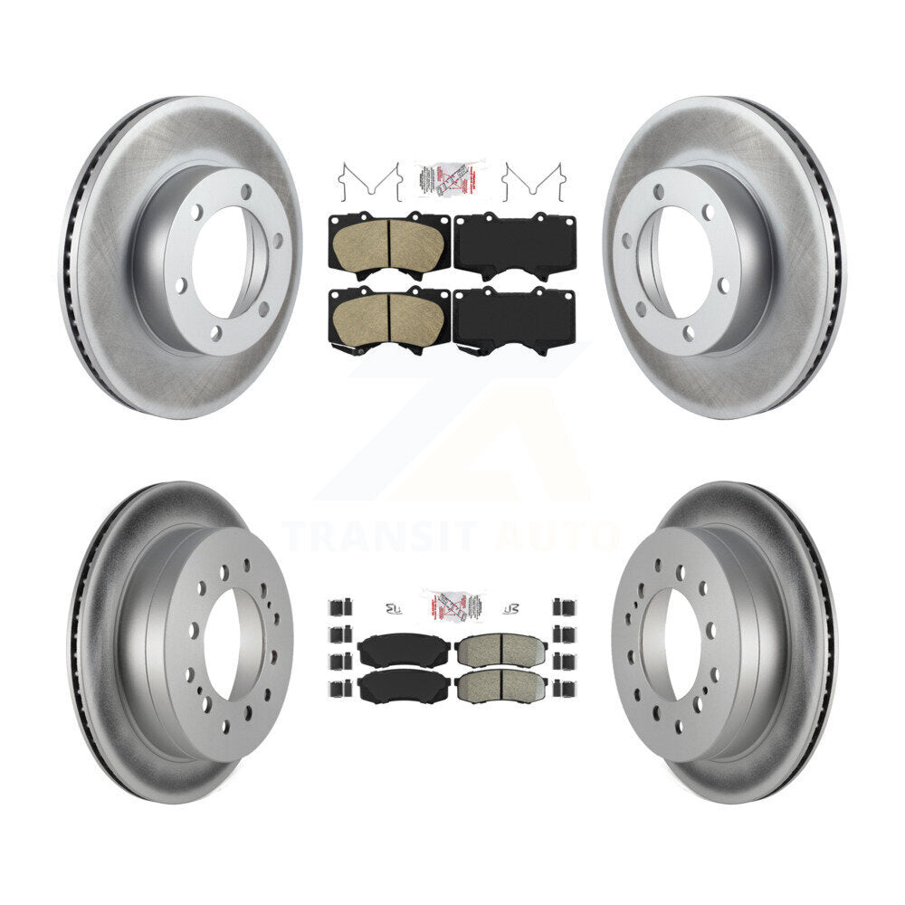Front Ceramic Rear Semi-Metallic Pads And Coated Disc Brake Rotors Kit For Toyota Sequoia KGA-102719
