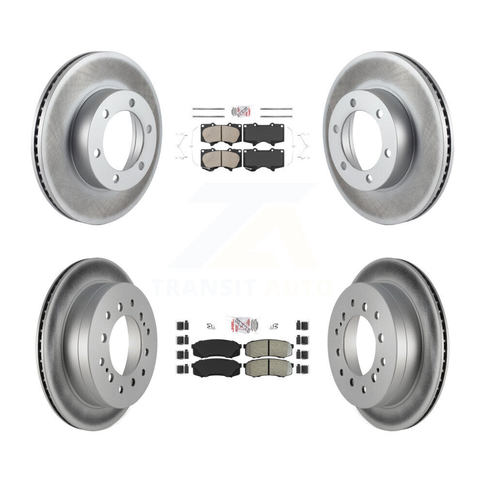 Front Ceramic Rear Semi-Metallic Pads And Coated Disc Brake Rotors Kit For Toyota Sequoia KGA-102720