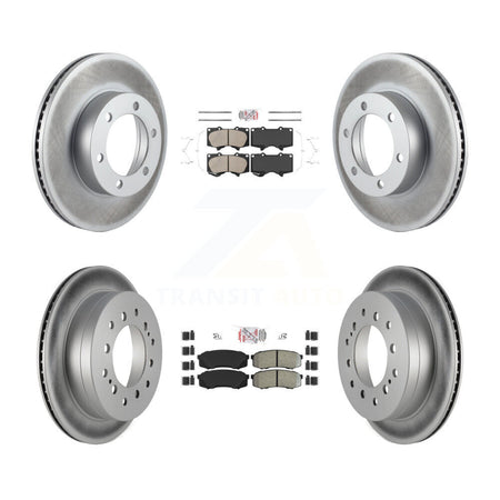Front Ceramic Rear Semi-Metallic Pads And Coated Disc Brake Rotors Kit For Toyota Sequoia KGA-102720