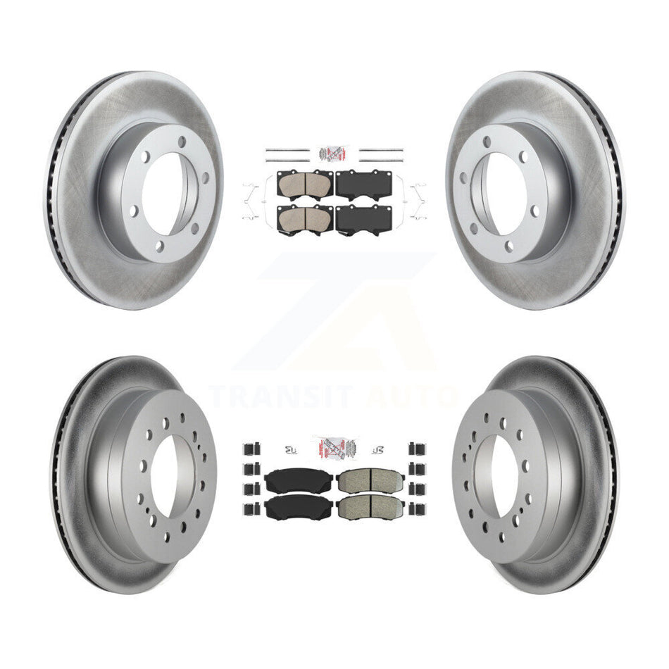 Front Ceramic Rear Semi-Metallic Pads And Coated Disc Brake Rotors Kit For Toyota Sequoia KGA-102720