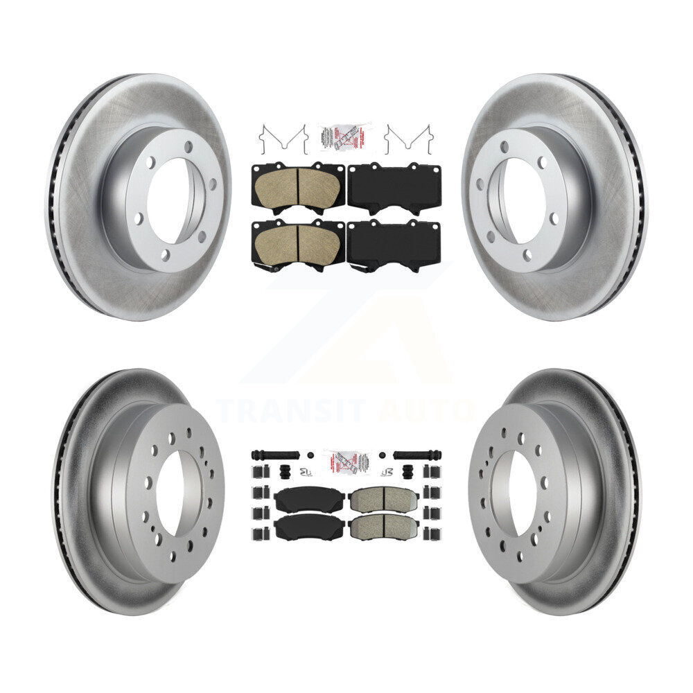 Front Ceramic Rear Semi-Metallic Pads And Coated Disc Brake Rotors Kit For Toyota Sequoia KGA-102721