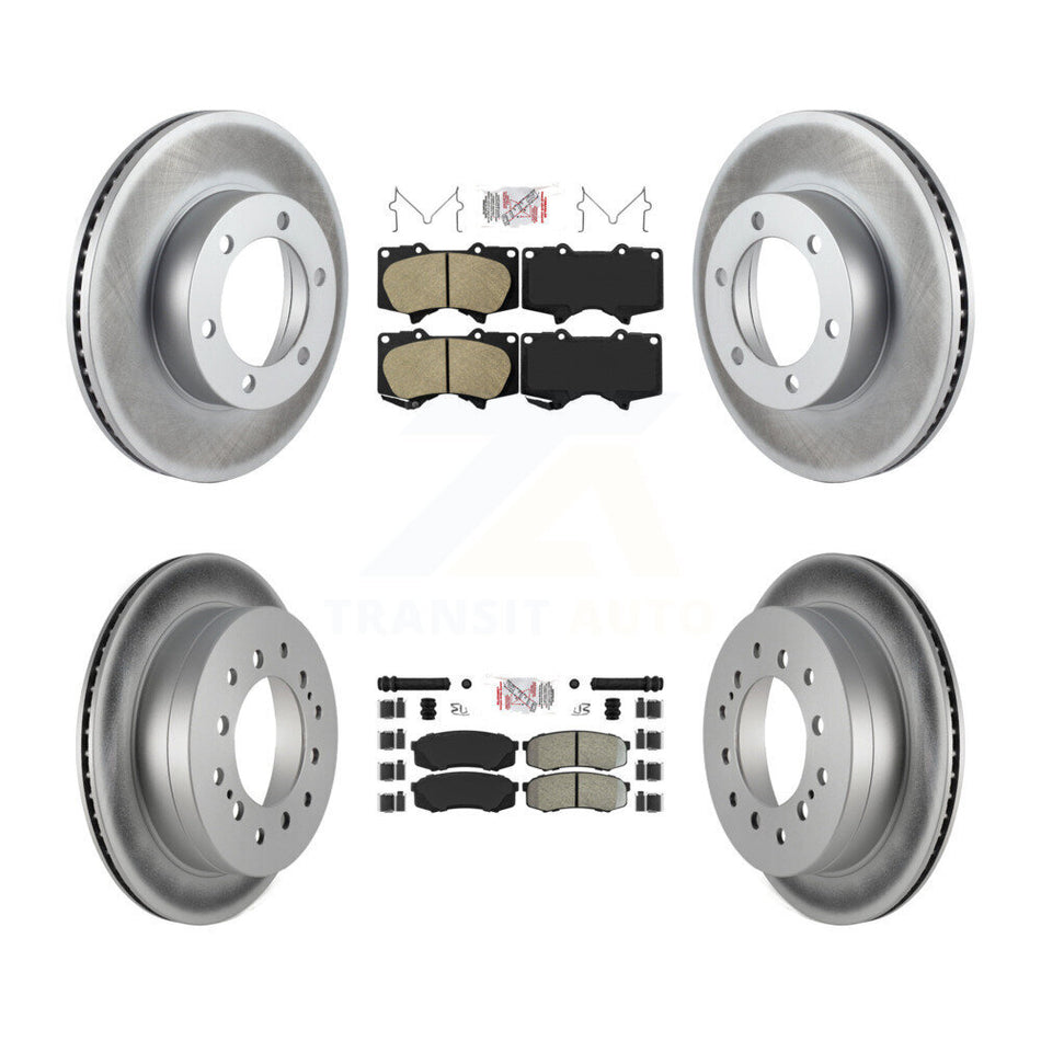 Front Ceramic Rear Semi-Metallic Pads And Coated Disc Brake Rotors Kit For Toyota Sequoia KGA-102721