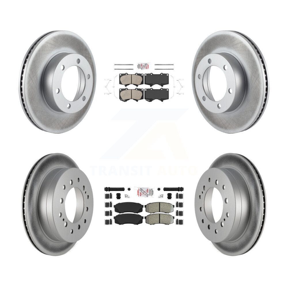 Front Ceramic Rear Semi-Metallic Pads And Coated Disc Brake Rotors Kit For Toyota Sequoia KGA-102722