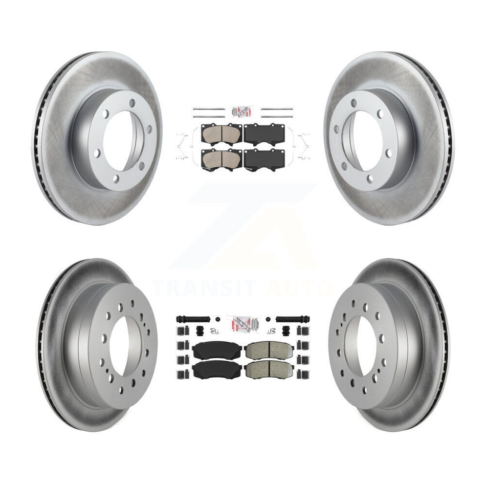 Front Ceramic Rear Semi-Metallic Pads And Coated Disc Brake Rotors Kit For Toyota Sequoia KGA-102722