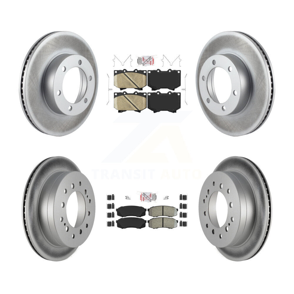 Front Ceramic Rear Semi-Metallic Pads And Coated Disc Brake Rotors Kit For Toyota Sequoia KGA-102727
