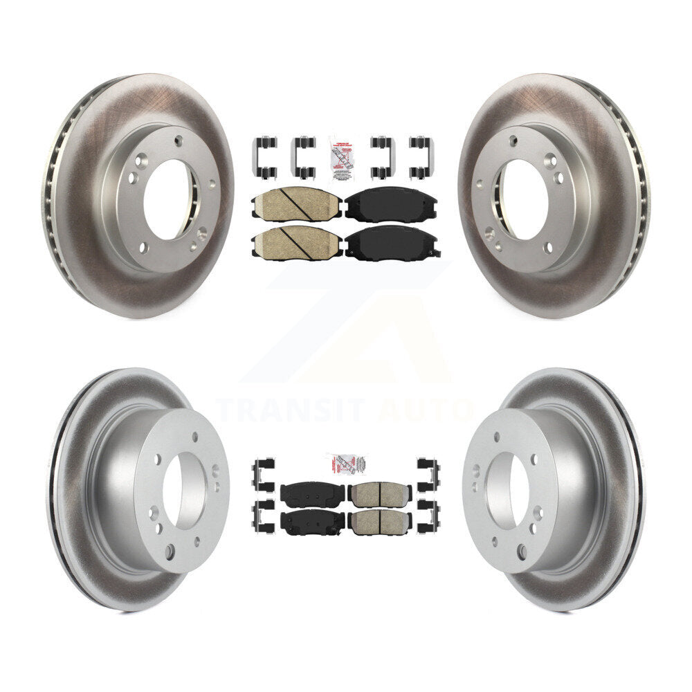 Front Ceramic Rear Semi-Metallic Pad Coat Disc Brake Rotors Kit For 2003-2006 Kia Sorento KGA-102752