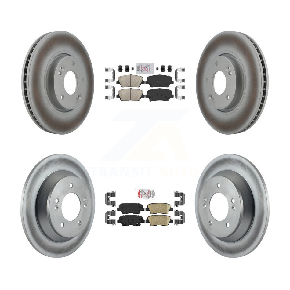 Front Rear Ceramic Pads And Coated Disc Brake Rotors Kit For Kia Rondo KGA-102769
