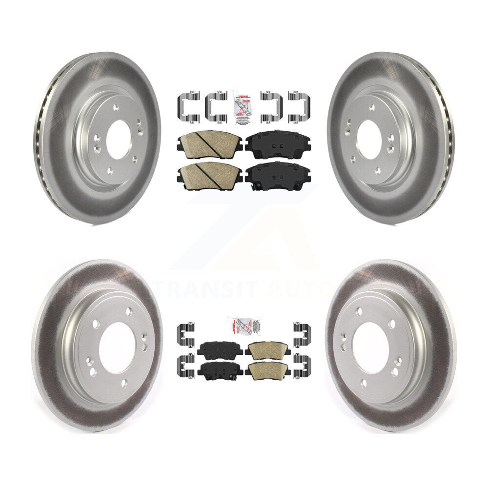 Front Rear Ceramic Pad And Coated Disc Brake Rotor Kit For 2017-2020 Hyundai Elantra 1.6L KGA-102771