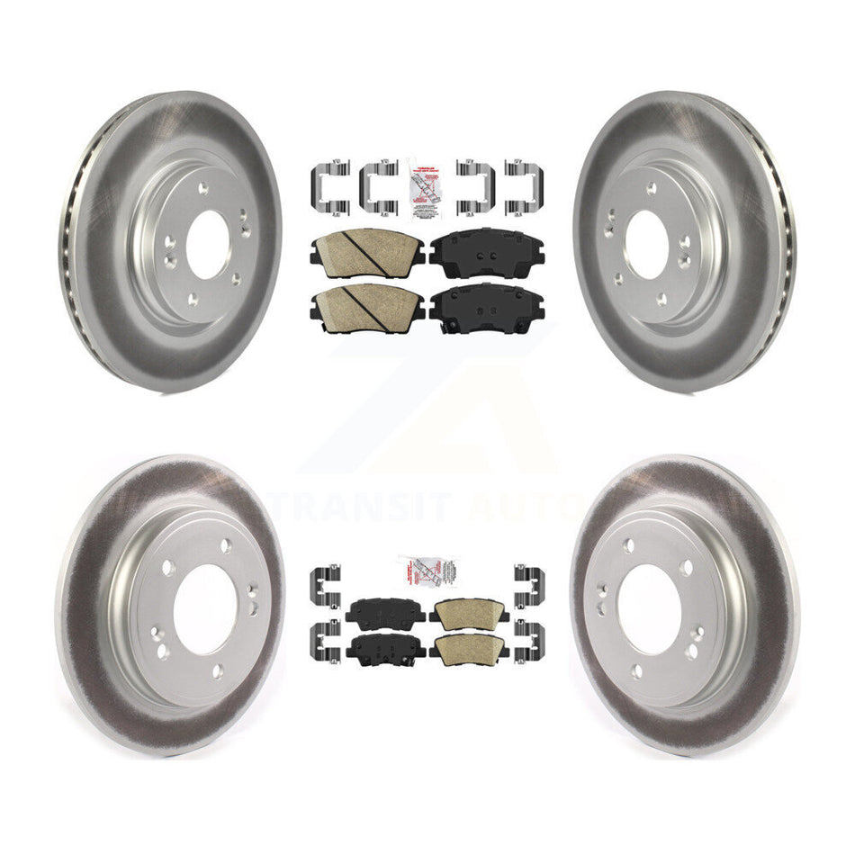 Front Rear Ceramic Pad And Coated Disc Brake Rotor Kit For 2017-2020 Hyundai Elantra 1.6L KGA-102771
