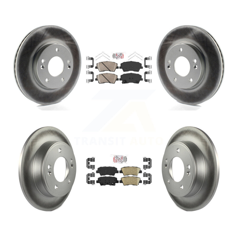Front Rear Ceramic Pad And Coated Disc Brake Rotor Kit For 2017-2020 Hyundai Elantra 2.0L KGA-102773