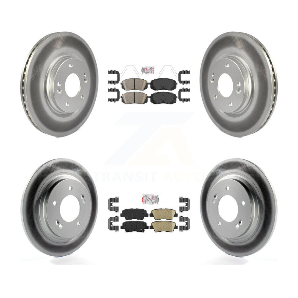 Front Rear Ceramic Pad And Coated Disc Brake Rotors Kit For Hyundai Elantra GT Kia Forte5 KGA-102779