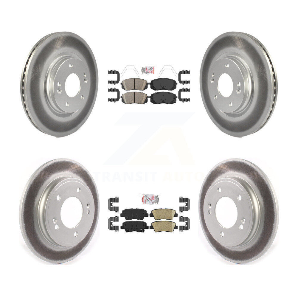 Front Rear Ceramic Pad Coated Disc Brake Rotors Kit For Kia Forte Hyundai Veloster Forte5 KGA-102781